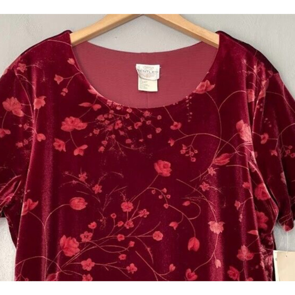 Vintage Bentley Size 12 Burgundy Floral Velvet Dress Layered Regency Dark Easter - Picture 2 of 10